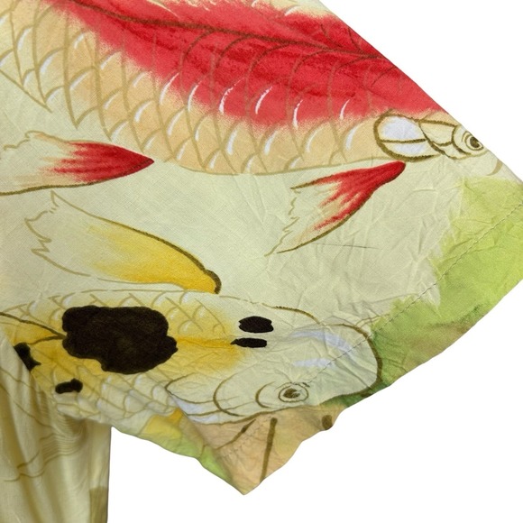 Vintage Jams World Maxi Koi Pond Fish Print Dress Hawaiian Womens Large W370-KOI - Picture 4 of 15